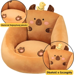 Kinderfauteuil van pluche in de vorm van een bruine capibara met eendje, 50 x 45 cm