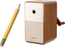 Handmatige puntenslijper met reservoir en verstelbaar mes bruin