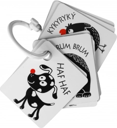 Contrasterende kaartjes met kleurelement voor baby’s