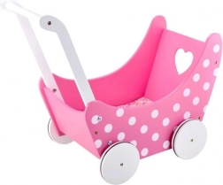 Houten poppenwagen roze