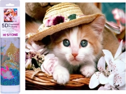 Diamantmozaïek - Kat met hoed