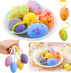 Paaseieren om op te hangen met lusje in pastelkleuren - 6 stuks