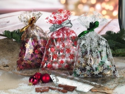 Transparant cellofaanzak met sterrenmotief 25x40 cm