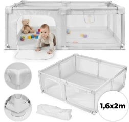 Kinderbox 160 × 200 cm grijs met reistas ECOTOYS