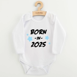 Babyromper met print new baby born in 2025, blauw