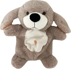 Pluchen handpop hond 26 cm