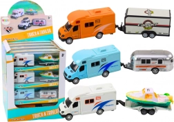 Speelgoed Off-road Auto Met Boot of Caravan Metalen Aandrijving