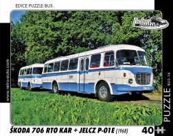 Puzzel Retro auto’s Škoda 706 RTO Kar en Jelcz P‑01E 40 stukjes