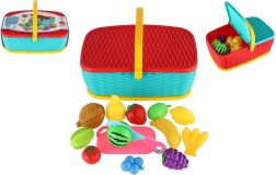 Picknickmand met snijbaar fruit en groenten, 15 stuks