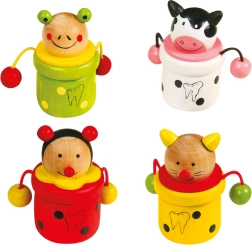 Houten doosjes voor tandjes Dieren 4 stuks