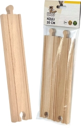 BABU houten rechte rails 20 cm, 2 stuks