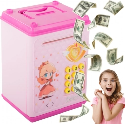 Kinderkluis met pincode voor munten en bankbiljetten - roze