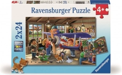 Ravensburger puzzel word vliegtuigen- en treinmonteur 2x24 stukjes