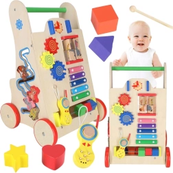 Houten duwwagen looptrainer 6-in-1 – educatieve actieve wagen voor peuters
