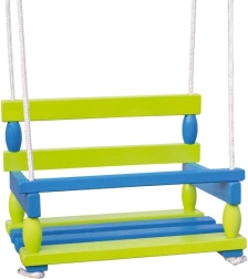 Houten schommel voor kinderen 40 × 30 cm, draagvermogen 80 kg – Blauw-groen