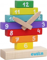 Cubika klok met magnetische wijzers – houten puzzel met 10 stukken