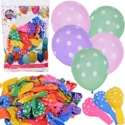 Kleurrijke ballonnen met witte stippen - set van 100 stuks