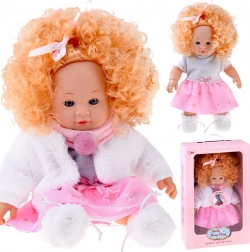 Interactieve pop Alicja 32 cm met krullend blond haar – praat en brabbelt