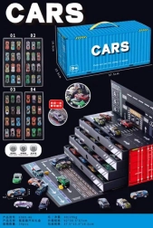 Set autootjes met garage in een container (48 stuks)
