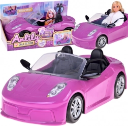 Paarse sportcabrio voor poppen voor 2 poppen