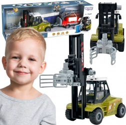 Woopie heftruck met grijper en aanhanger met licht en geluid