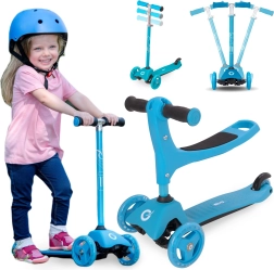 Evo kinderstep met drie wielen 2-in-1 met zitje lichtblauw