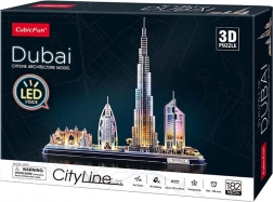 Lichtgevend 3D-puzzelpanorama Dubai CityLine van CUBICFUN, 182 stukjes