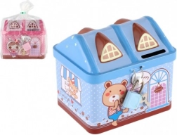 Blikken spaarpot huisje met slot 12 × 11 cm