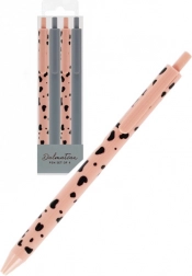 Set van 4 balpennen grijs en roze, 0,7 mm, zwarte inkt