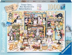 Puzzel RAVENSBURGER Crazy Cats – kattenstreken in de fourniturenwinkel, 1000 stukjes