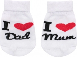 Kinderkatoenen sokken I Love Mum & Dad wit (maat 62, 3–6 maanden)