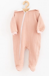 Baby muslin onesie met capuchon New Baby Comfort, roze