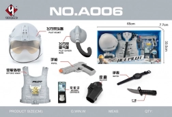 Set van kleine piloot met interactieve pistool en verstelbare helm