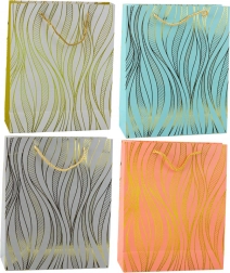 Cadeaupapieren tas met gouden golfjes 32 × 26 × 12 cm