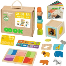 Montessori Play Box 7-in-1 houten educatieve set voor kinderen 31–36 maanden FSC