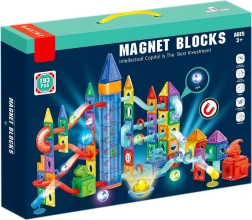 Magnetische bouwset dinopark met LED-lichten en knikker – 193 stuks