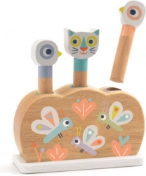 Houten speelgoed springende regenboogdiertjes Djeco