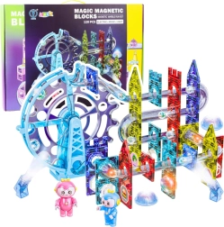 Magnetische knikkerbaan-set van magnetische blokken, verlicht, 120 delen