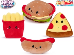Pluche speelgoed Fluffy Menu – hamburger, pizza, frietjes en hotdog