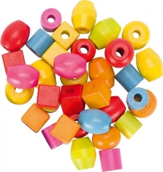 Houten kralen en koorden in een pot - 45 stuks