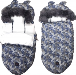 Wintervoetenzak voor kinderwagen en slee met capuchon van imitatiebont 100 cm