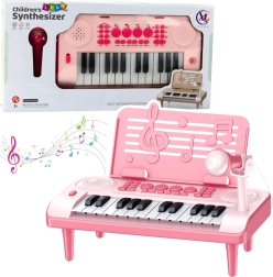 Elektronisch kinderkeyboard met microfoon en muziekstandaard, roze
