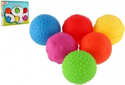 set van 6 sensorische rubberen ballen met textuur