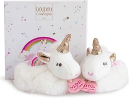 Doudou cadeauset met schoentjes en rammelaars eenhoorn