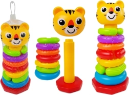 gekleurde stapelpiramide voor baby’s met tijgertje