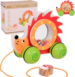 Houten trekegel met gekleurde balletjes