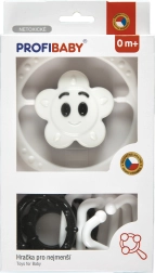 Set rammelaars zwart-wit – kinderwagenketting en rammelaar ster/bloem