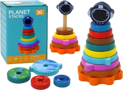 Houten stapelpiramide planeten – educatief speelgoed