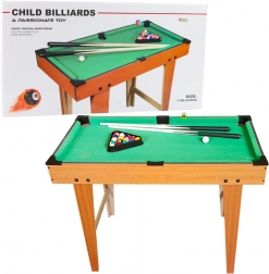 Mini houten biljarttafel met set ballen, keus, driehoek en krijt