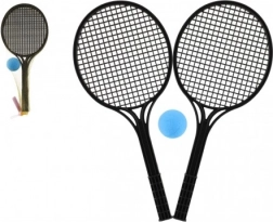Set voor softtennis met zwarte rackets en bal